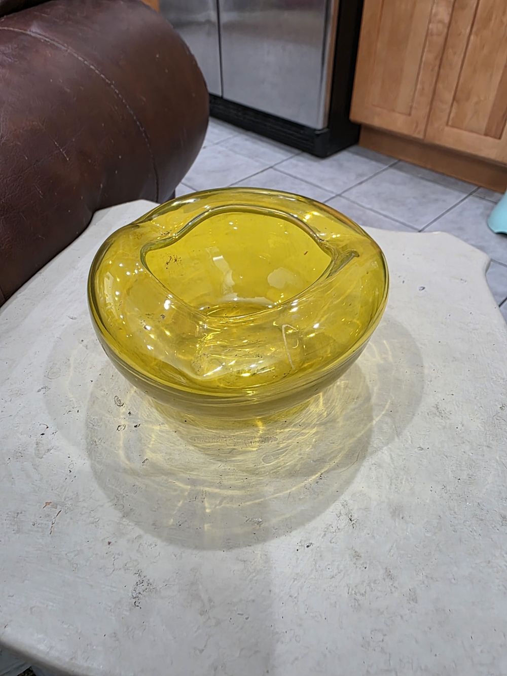 Vintage Yellow Glass Ashtray